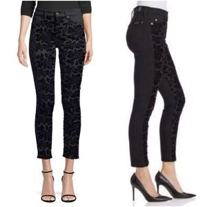 NWOT 7 for All Mankind Mid-Rise Embellished Floral Ankle Skinny Jeans